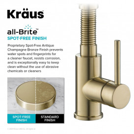 Смеситель для кухни с подключением к фильтру Kraus Bolden с выдвижной лейкой античная бронза KFF-1610SFACB