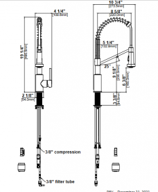 Смеситель для кухни с подключением к фильтру Kraus Bolden с выдвижной лейкой матовая латунь KFF-1610BB