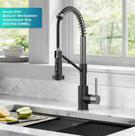 Смеситель для кухни с подключением к фильтру Kraus Bolden с выдвижной лейкой нержавеющая сталь/матовый черный KFF-1610SFSMB