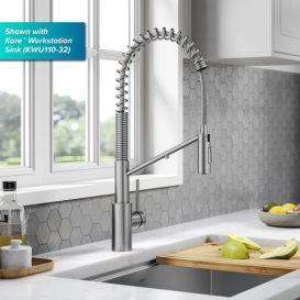 Смеситель для кухни с подключением к фильтру Kraus Oletto с выдвижной лейкой нержавеющая сталь KFF-2631SFS
