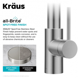 Смеситель для кухни с подключением к фильтру Kraus Oletto с выдвижной лейкой нержавеющая сталь KFF-2631SFS