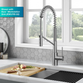 Смеситель для кухни с подключением к фильтру Kraus Oletto с выдвижной лейкой нержавеющая сталь KFF-2631SFS