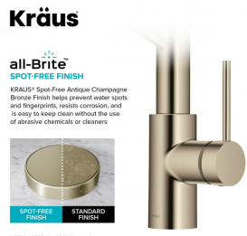 Смеситель для кухни с подключением к фильтру Kraus Oletto с выдвижной лейкой античная бронза KFF-2631SFACB