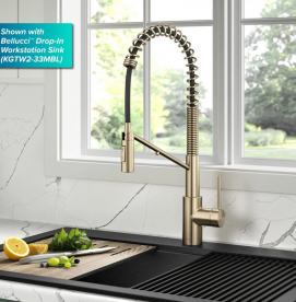 Смеситель для кухни с подключением к фильтру Kraus Oletto с выдвижной лейкой античная бронза KFF-2631SFACB