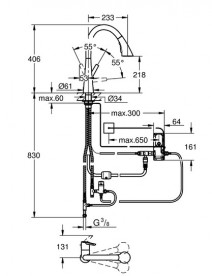 Смеситель для кухни с выдвижной лейкой сенсорный Grohe Zedra Touch однорычажный суперсталь 30219DC2