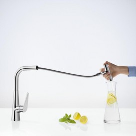 Змішувач для кухні з висувною лійкою одноважільний Hansgrohe колекція Talis Select S хром 72821000