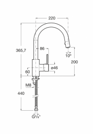 Змішувач для кухні з висувним поворотним виливом Roca Targa змішувач латунь хром A5A8160C00