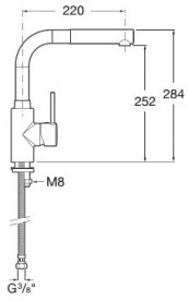 Смеситель для кухни с высоким выдвижным изливом Roca Targa однорычажный латунь хром A5A8560C00
