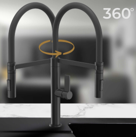 Змішувач для кухні Sink Quality Mega одноважільний з гнучким виливом чорний BFL-BK