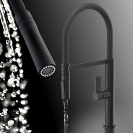 Змішувач для кухні Sink Quality Mega одноважільний з гнучким виливом чорний BFL-BK