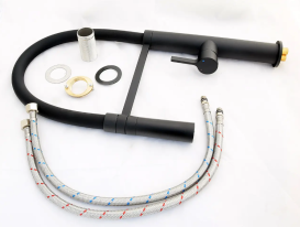 Змішувач для кухні Sink Quality Mega одноважільний з гнучким виливом чорний BFL-BK