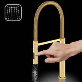 Змішувач для кухні Sink Quality Mega одноважільний з гнучким виливом золотий BFL-GD