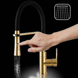 Смеситель для кухни Sink Quality Power однорычажный с гибким изливом золотой BVsK-gd