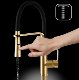 Смеситель для кухни Sink Quality Power однорычажный с гибким изливом золотой BVsK-gd