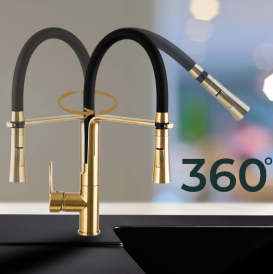 Смеситель для кухни Sink Quality Power однорычажный с гибким изливом золотой BVsK-gd