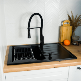 Смеситель для кухни Sink Quality Power однорычажный с гибким изливом черный BVsK-bk