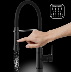 Смеситель для кухни Sink Quality Power однорычажный с гибким изливом черный BVsK-bk