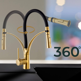 Смеситель для кухни Sink Quality Style однорычажный с гибким изливом золотой BNO-gd