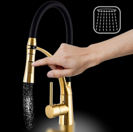 Смеситель для кухни Sink Quality Style однорычажный с гибким изливом золотой BNO-gd