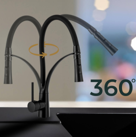 Смеситель для кухни Sink Quality Style однорычажный с гибким изливом черный BNO-bk