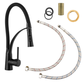 Смеситель для кухни Sink Quality Style однорычажный с гибким изливом черный BNO-bk