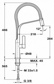 Смеситель для кухни Teka FO 997 однорычажный с выдвижной лейкой черный/хром 62997020FN