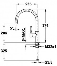 Смеситель для кухни Teka Inox H3 однорычажный нержавеющая сталь 749150200