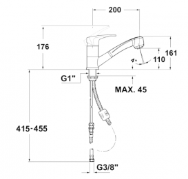 Змішувач для кухні Teka MS1 Ext (MB2 LP) з висувною лійкою змішувач пісочний 4097845CI