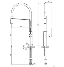 Змішувач для кухні Teorema з висувним виливом мідний 17523 MC