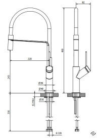 Змішувач для кухні Teorema з висувним виливом матовий чорний 17525 BB