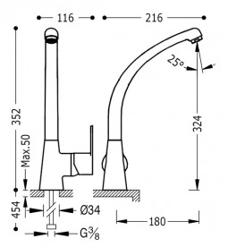 Смеситель для кухни Tres BM-Tres однорычажный хром 01744702