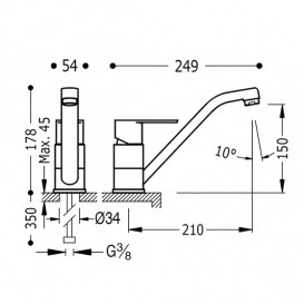 Смеситель для кухни Tres BM-Tres однорычажный хром 117333