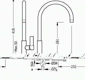 Смеситель для кухни Tres Class однорычажный хром 20544001
