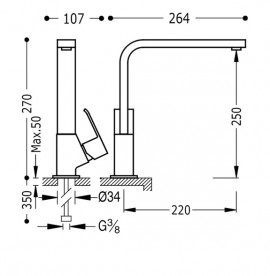Смеситель для кухни Tres Cuadro Tres однорычажный хром 106440