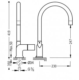 Змішувач для кухні Tres Cub-Tres з висувною лійкою хром 187444