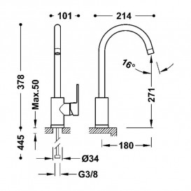 Смеситель для кухни Tres Kitchen однорычажный хром 21644020