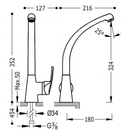 Змішувач для кухні Tres Eco-tres одноважільний хром 17044702