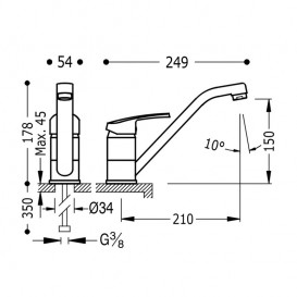 Змішувач для кухні Tres Eco-tres одноважільний вертикальний хром 17033302