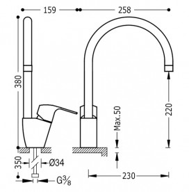 Смеситель для кухни Tres K-Tres однорычажный хром 169440