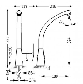 Змішувач для кухні Tres K-Tres одноважільний хром 06944701