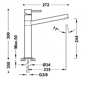 Смеситель для кухни Tres Kitchen однорычажный хром 08333301