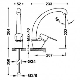 Змішувач для кухні Tres Kitchen одноважільний хром 21544101