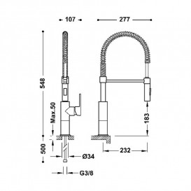 Смеситель для кухни Tres Kitchen однорычажный с выдвижной лейкой хром 03048501