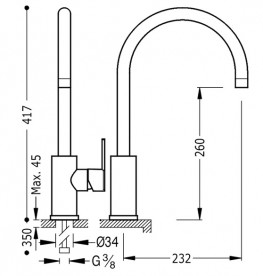 Смеситель для кухни Tres Lex-Tres однорычажный хром 181540