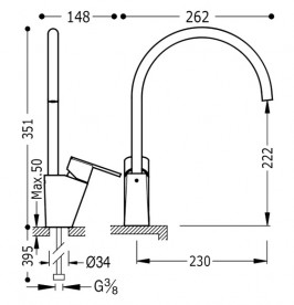 Змішувач для кухні Tres Lex-Tres одноважільний хром 181341
