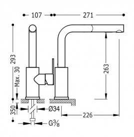 Смеситель для кухни Tres Lex-Tres однорычажный с выдвижной лейкой хром 181437