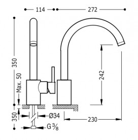 Змішувач для кухні Tres Max-Tres одноважільний хром 162442