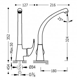 Смеситель для кухни Tres Monotres 2000 однорычажный вертикальный хром 172447