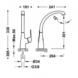 Смеситель для кухни Tres Kitchen однорычажный хром 21644710
