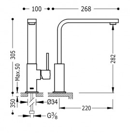 Смеситель для кухни Tres Top Tres colors однорычажный сталь 53049603